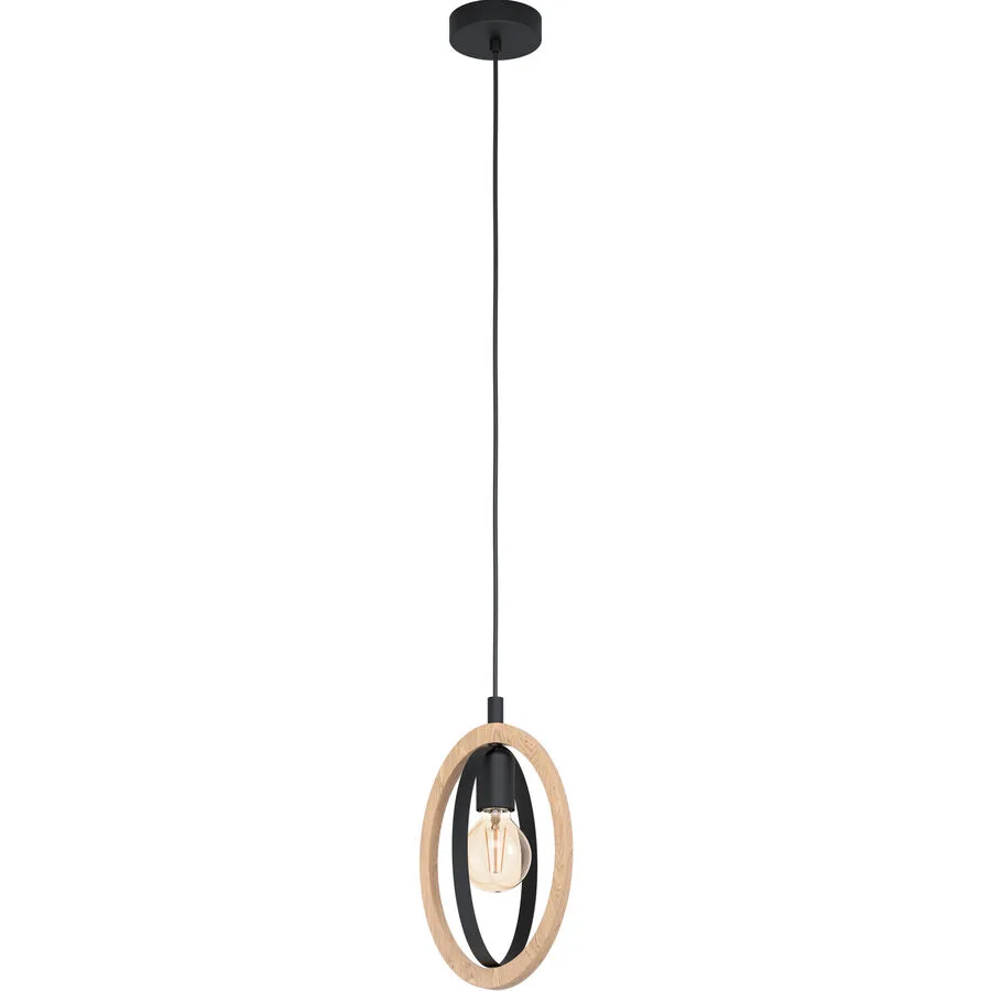 Eglo Pendellampe Basildon Braun/Schwarz Stahl/Holz 16 cm 110 cm - Material: Holz/Stahl