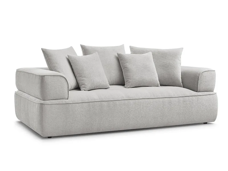 3er Sofa BOBOCHIC WHESLEY Stoff hellgrau