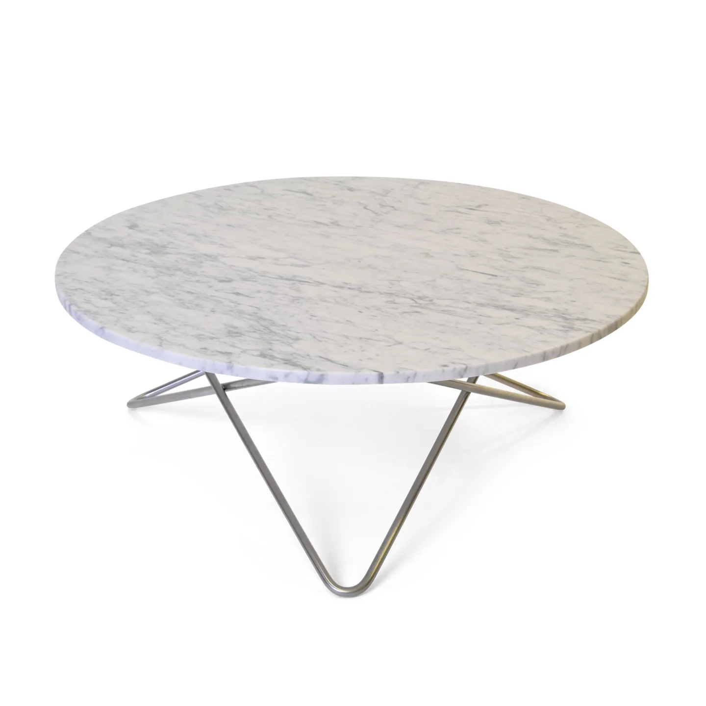 OX Denmarq - Large O Table, Stainless Steel Frame, Top: White Marble - Soffbord - Dennis Marquart - Vit - Metall/Sten