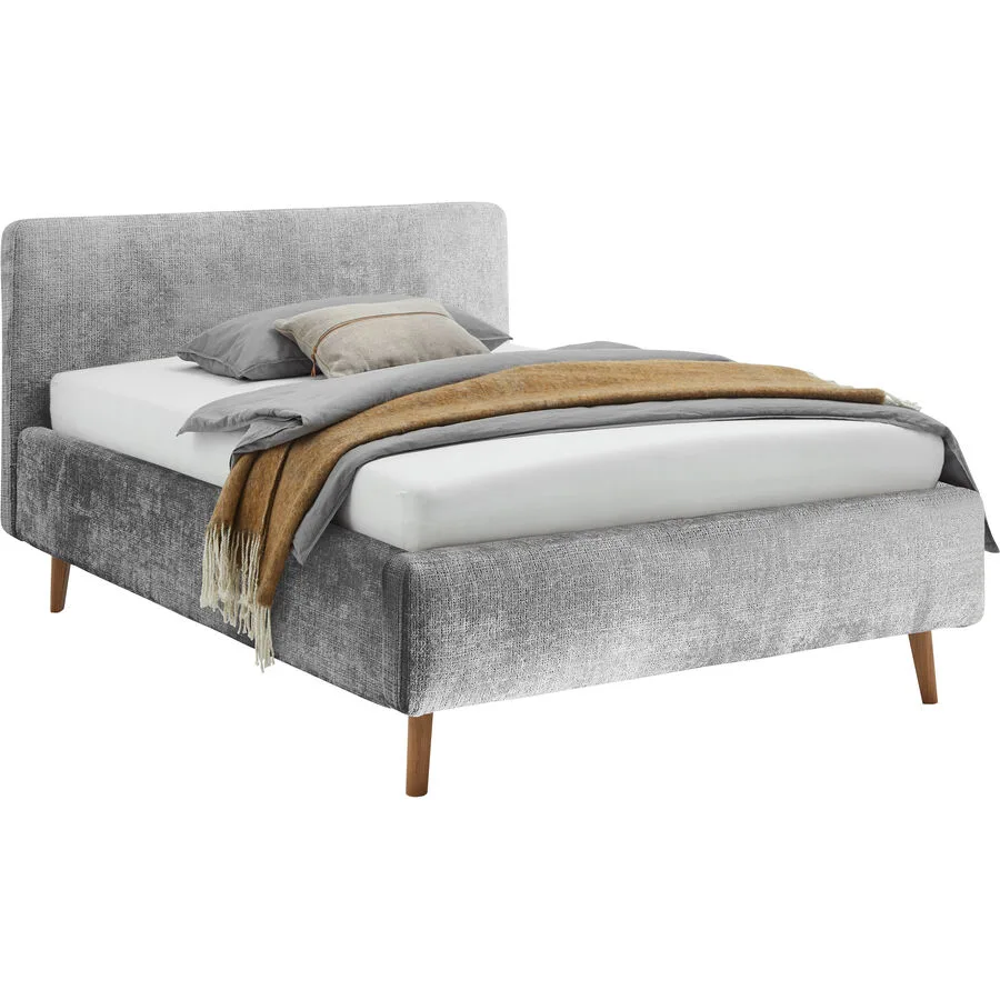 Bett Senja grau Polyester/Baumwolle 140 x 200 cm