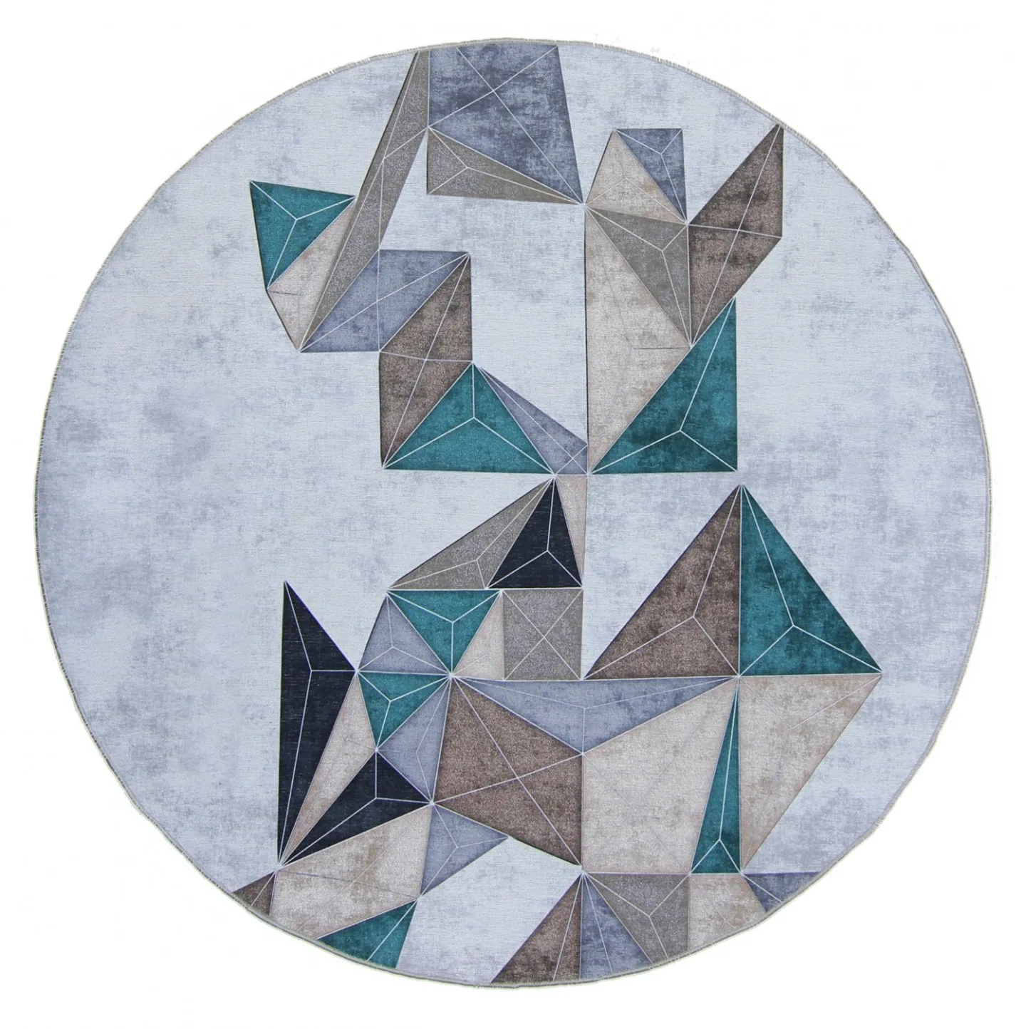 Rundt teppe - Feres (grå/beige/multi) (Størrelse: Ø 200 cm)
