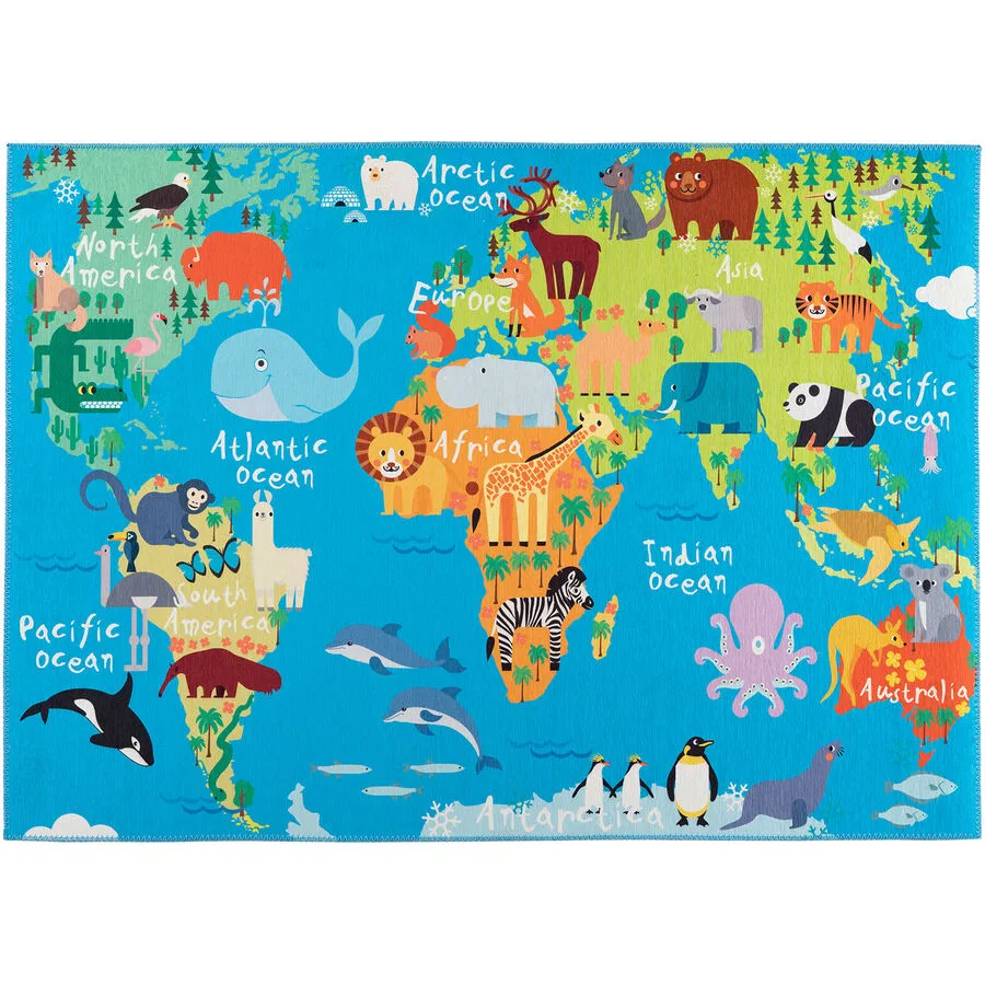 Kinderteppich Kids Mehrfarbig Polyester 80 cm 120 cm