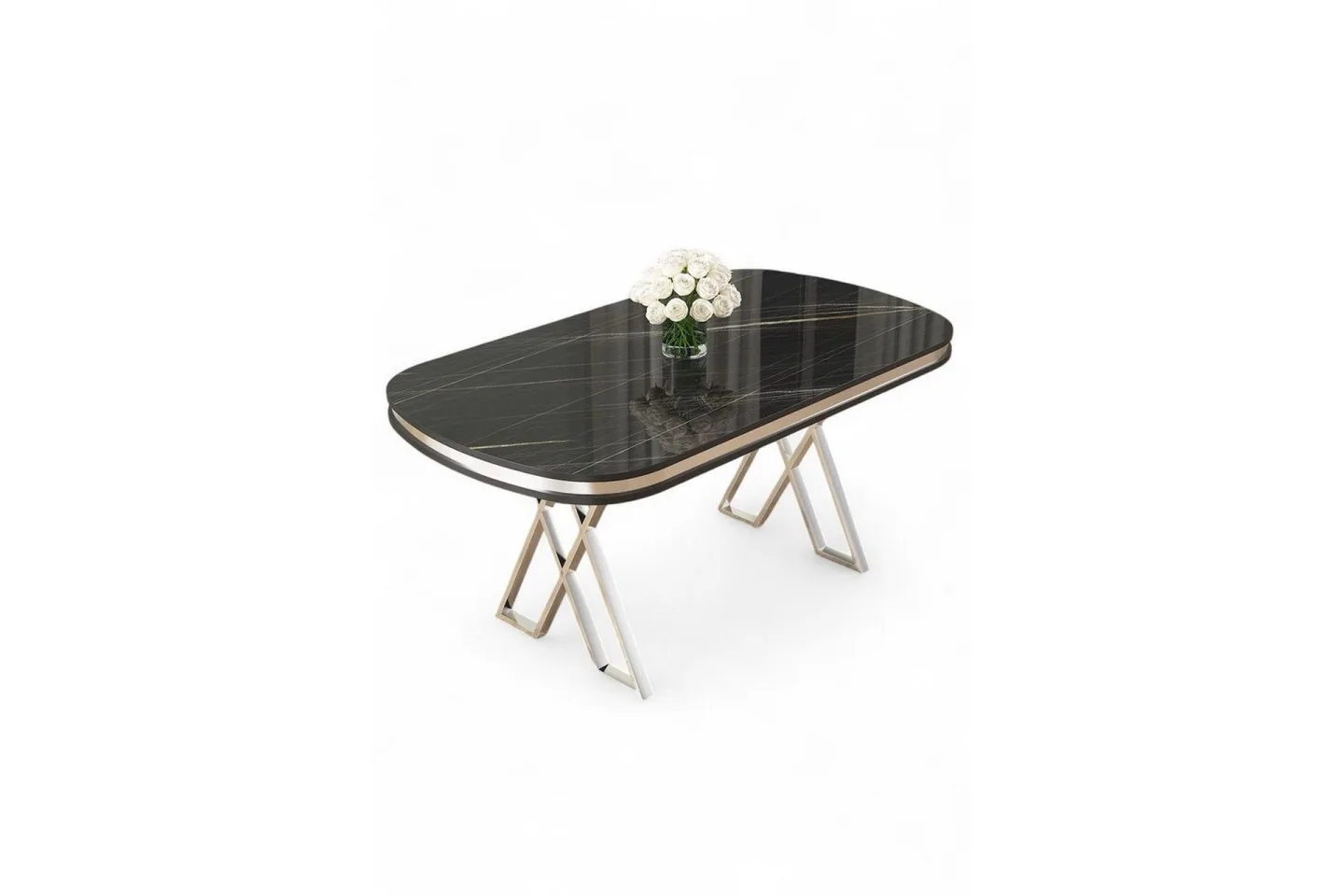 Omin Matbord 168 cm Rektangulär - Svart Marmor/Krom