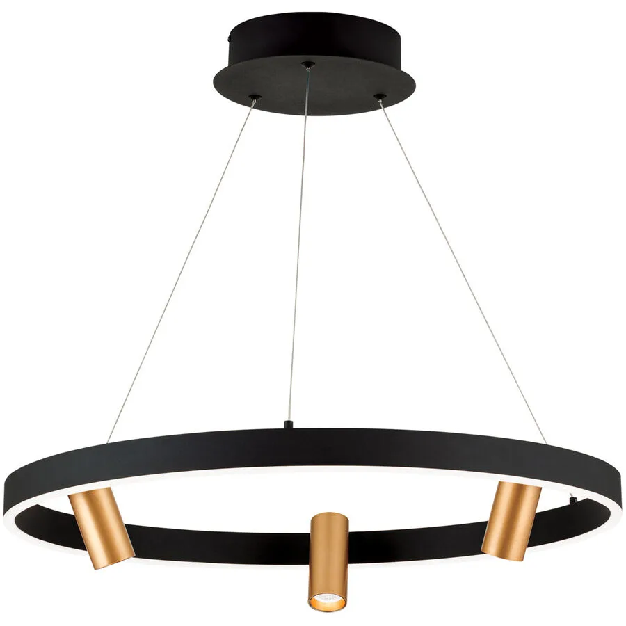 Pendellampe Ornament Gold/Schwarz Stahl 61.5 cm 61.5 cm - Farbe: schwarz-gold - Lichtfarbe: Warmweiss
