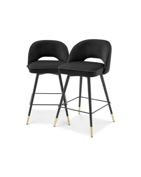 Cliff Counter Stool Roche Black Velvet Set of 2