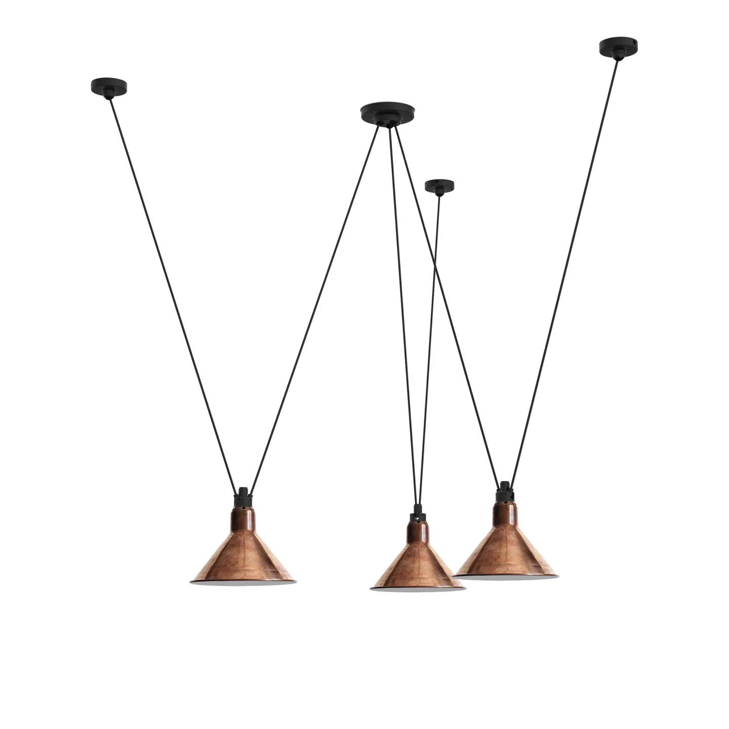DCWéditions - Les Acrobates De Gras 325 XL Conic Raw Copper/White Inside - Pendellampor - Bernard-Albin Gras - Koppar