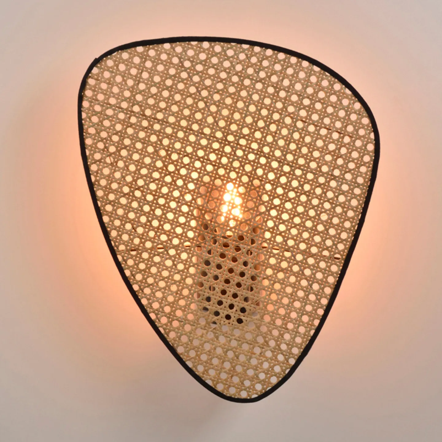 Wandleuchte Screen, 42 cm hoch, natur, Rattan - MARKET SET - Wohnzimmer - Design - Holz