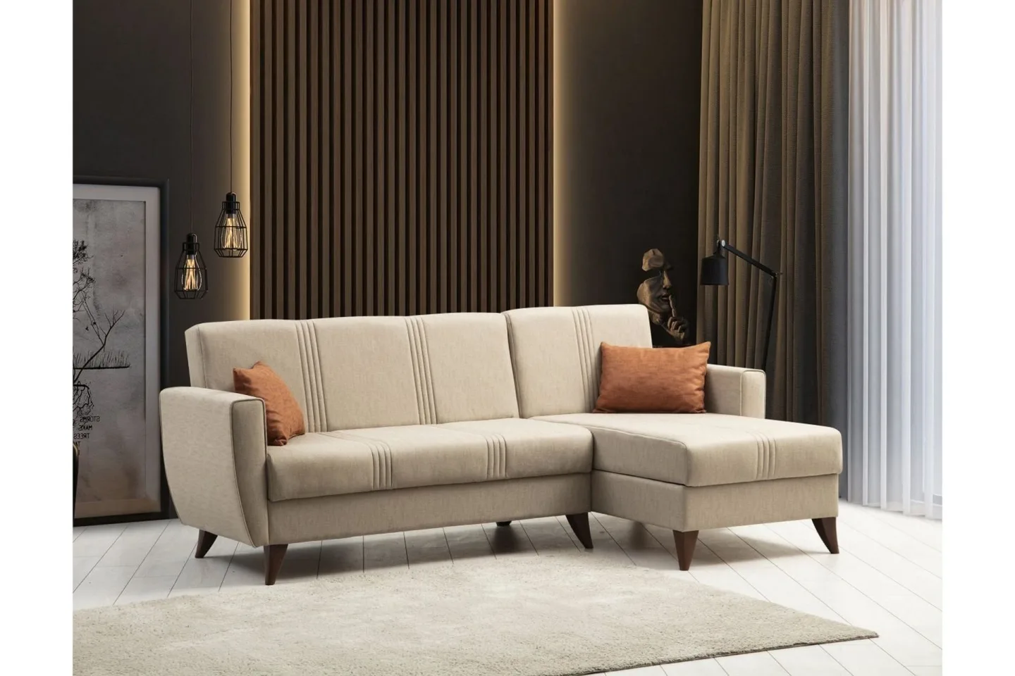 Dewan Bäddsoffa m. Divan 3-sits - Beige