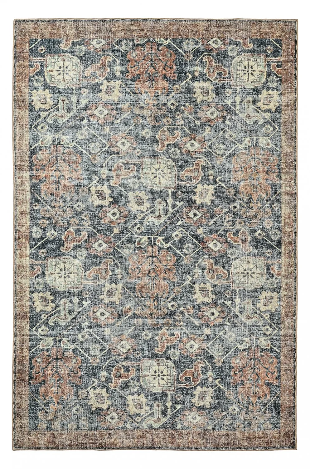 Flatvevd teppe - Noura (mørkeblått) (Størrelse: 230 x 340 cm)