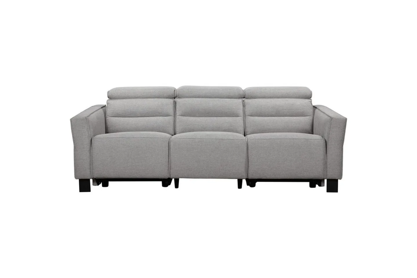 Reclinersoffa utan hörn Loft24 Soffa 3-sits Loft24 Carpari med 2 elektriska recliners Grey1 Belfast fabric -