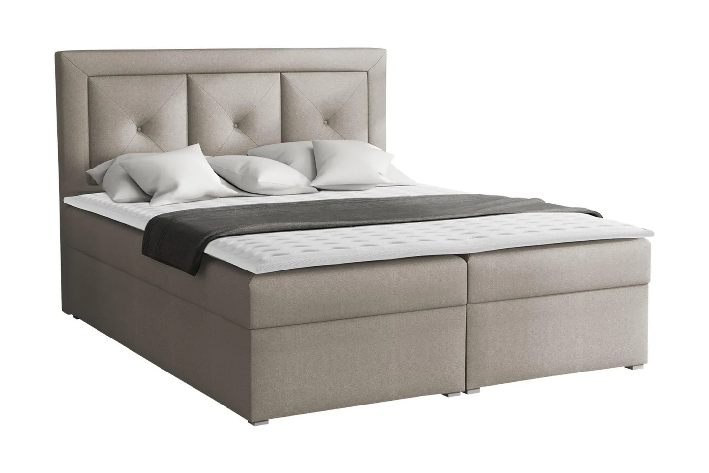 Moden Kontinentalsäng 160x215cm LED-belysning - Beige/Grå