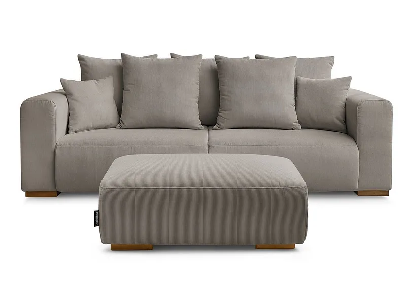 3er Sofa mit Hocker BOBOCHIC SIDONIE Cord-Stoff taupe