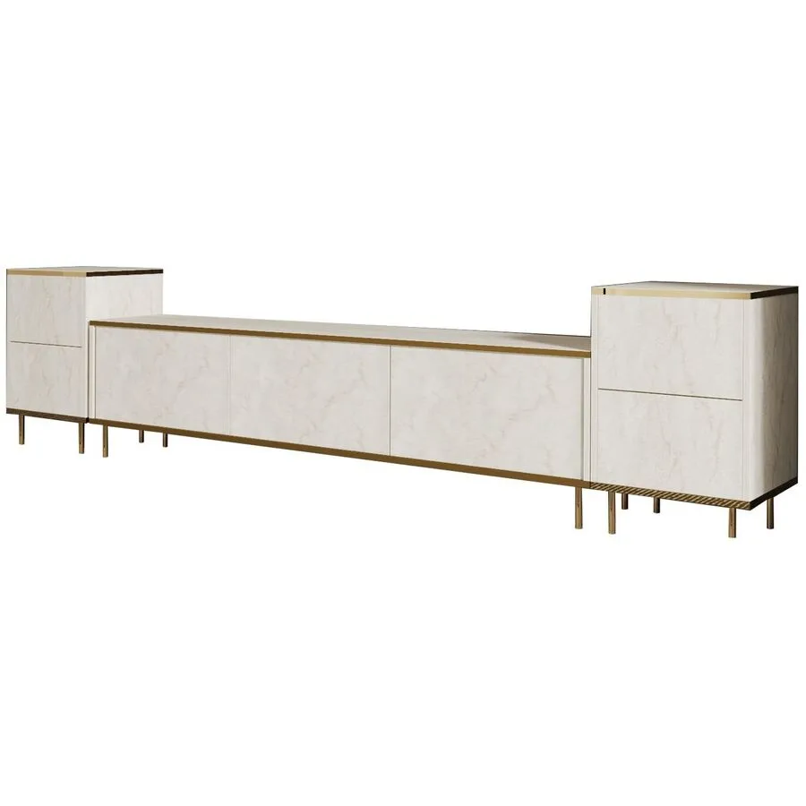 TV-Möbel Yasam beige Melaminbeschichtete Spanplatte B 180 cm