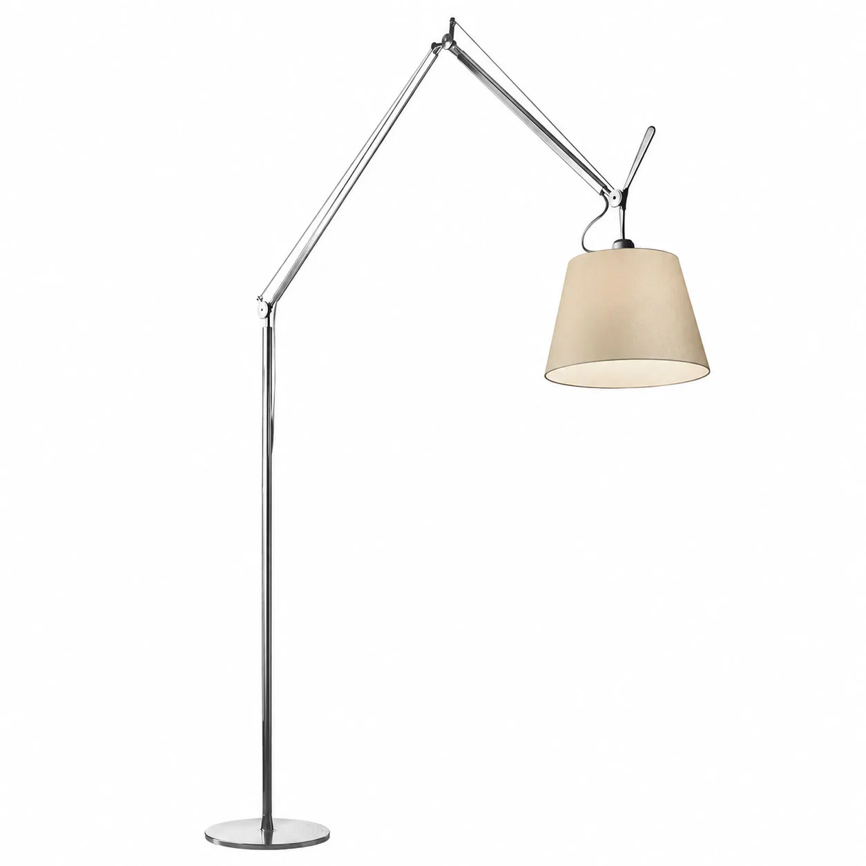 Artemide - Tolomeo Mega Golvlampa, Aluminium, Skärm i Pergamentpapper Ø 32 cm, Med On-off knapp - Skärmlampor - Giancarlo Fassina,Michele De Lucchi - Silver