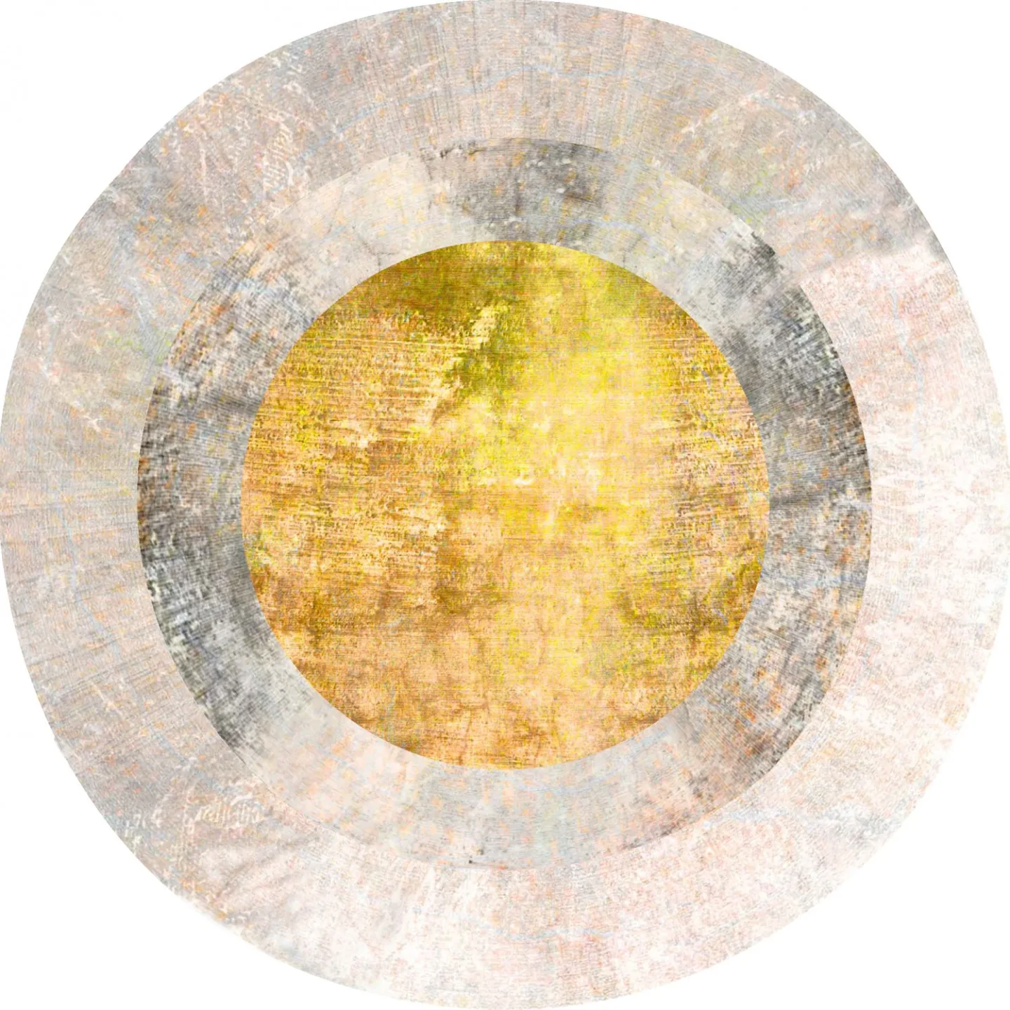 Rundt teppe - Budoni (grå/beige/gul) (Størrelse: Ø 240 cm)