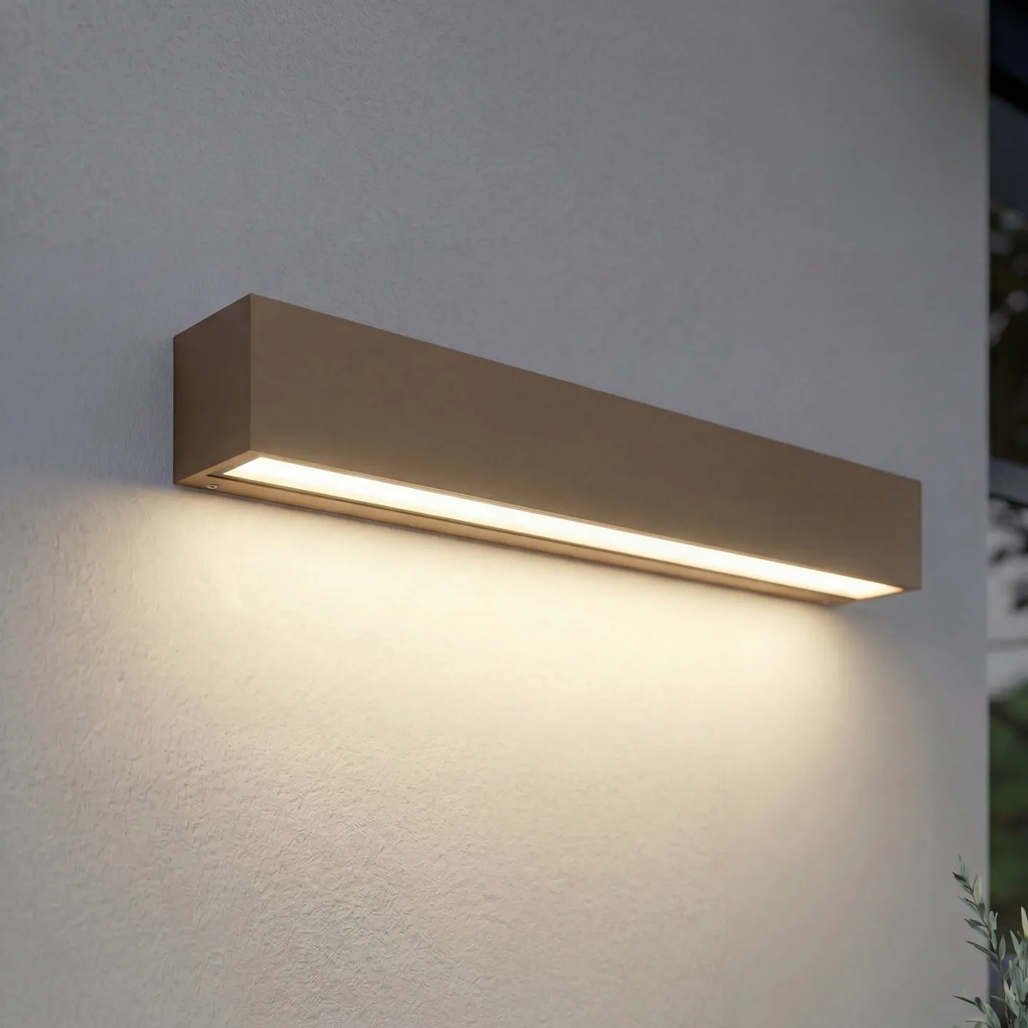 Lengo LED-Außenwandlampe, 50cm, braun, down, 3000K - Lucande - Modern - Aluminium - Eckig