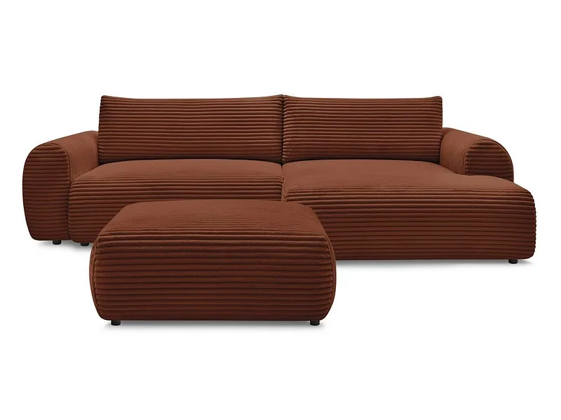 Ecksofa mit Hocker BOBOCHIC LUCIEN Cord-Stoff orange