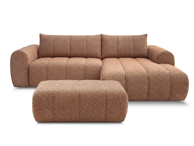 Ecksofa mit Hocker BOBOCHIC NESTY Stoff chiniert orange