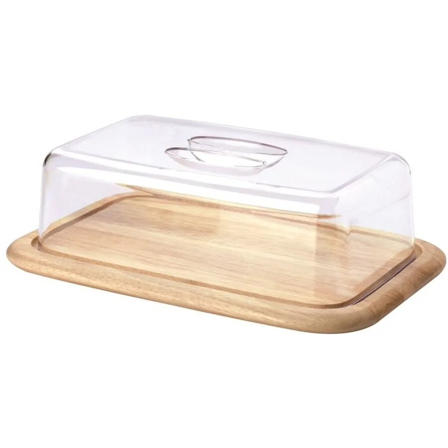 Käseglocke Continenta transparent/natur Holz/Kunststoff B 30 cm