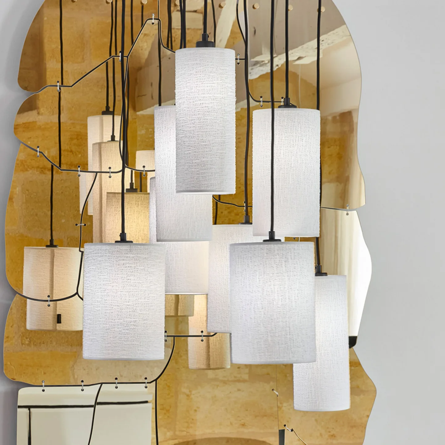 Cosiness Pendellampe achtflammig rund - MARKET SET - Wohnzimmer - Design - Stoff / Textil - Mehrflammig
