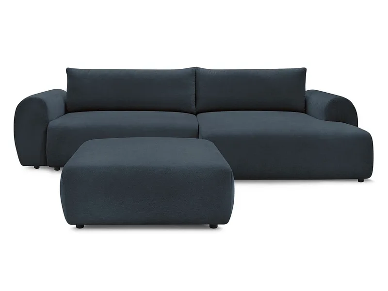 Ecksofa mit Hocker BOBOCHIC LUCIEN Stoff dunkelblau
