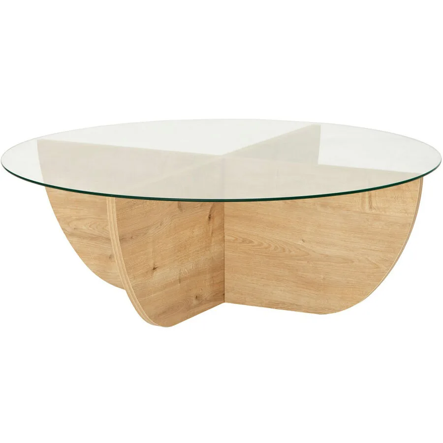 Salontisch Yasam eiche Glas, Holz B 90 T 90 cm