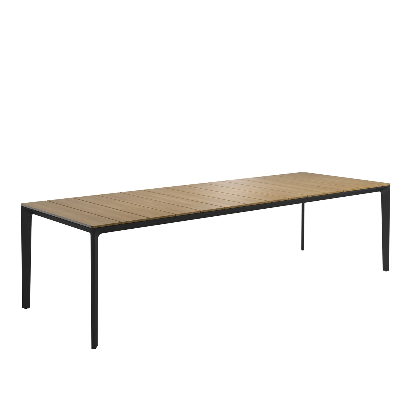 Gloster - Carver 100 x 280 cm Square Dining Table Teak, Frame Meteor - Matbord utomhus - Henrik Pedersen - Svart - Metall/Trä