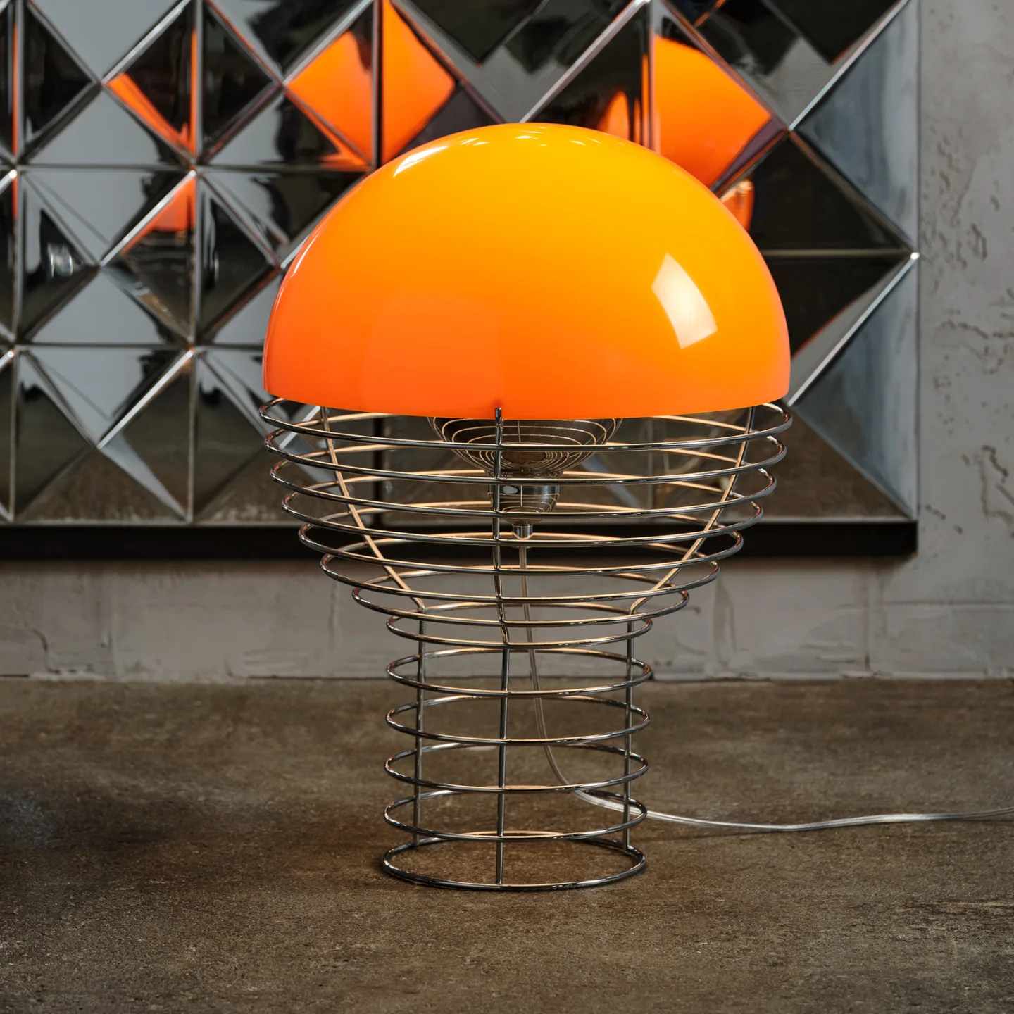 Wire Bordlampe Ø40 Chrome/Orange - Verpan Wire Large - Stue - Design - Metal - Med skærm