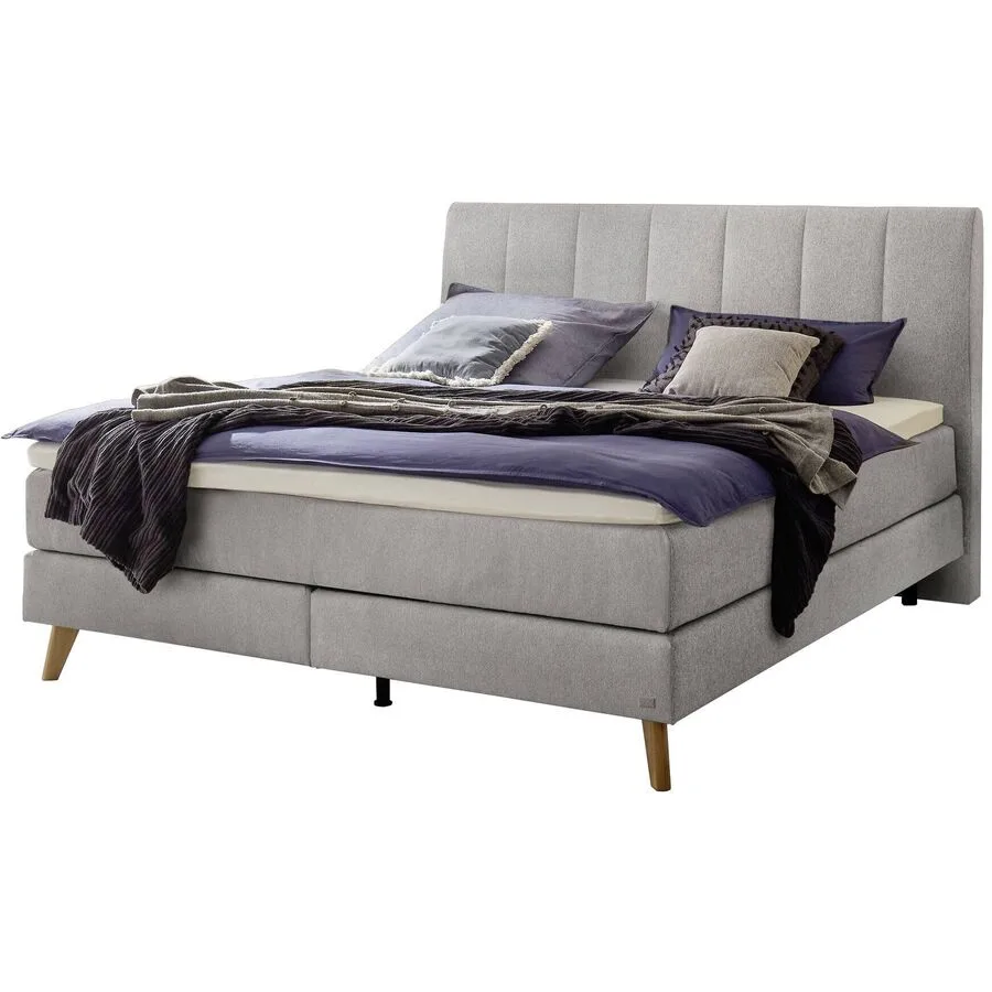 Hasena Boxspringbett Fernanda Light Grey Stoff 160 x 200 cm