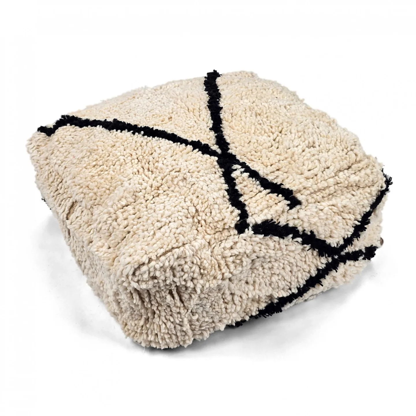Sittepuff - Marokkansk Beni Ourain 027 (Størrelse: 60 x 60 cm)