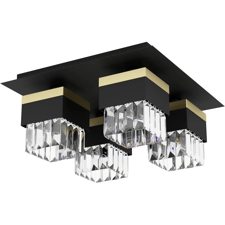 Eglo Deckenlampe Barrancas Gold/Schwarz Stahl 38 cm 18 cm - Farbe: schwarz-gold