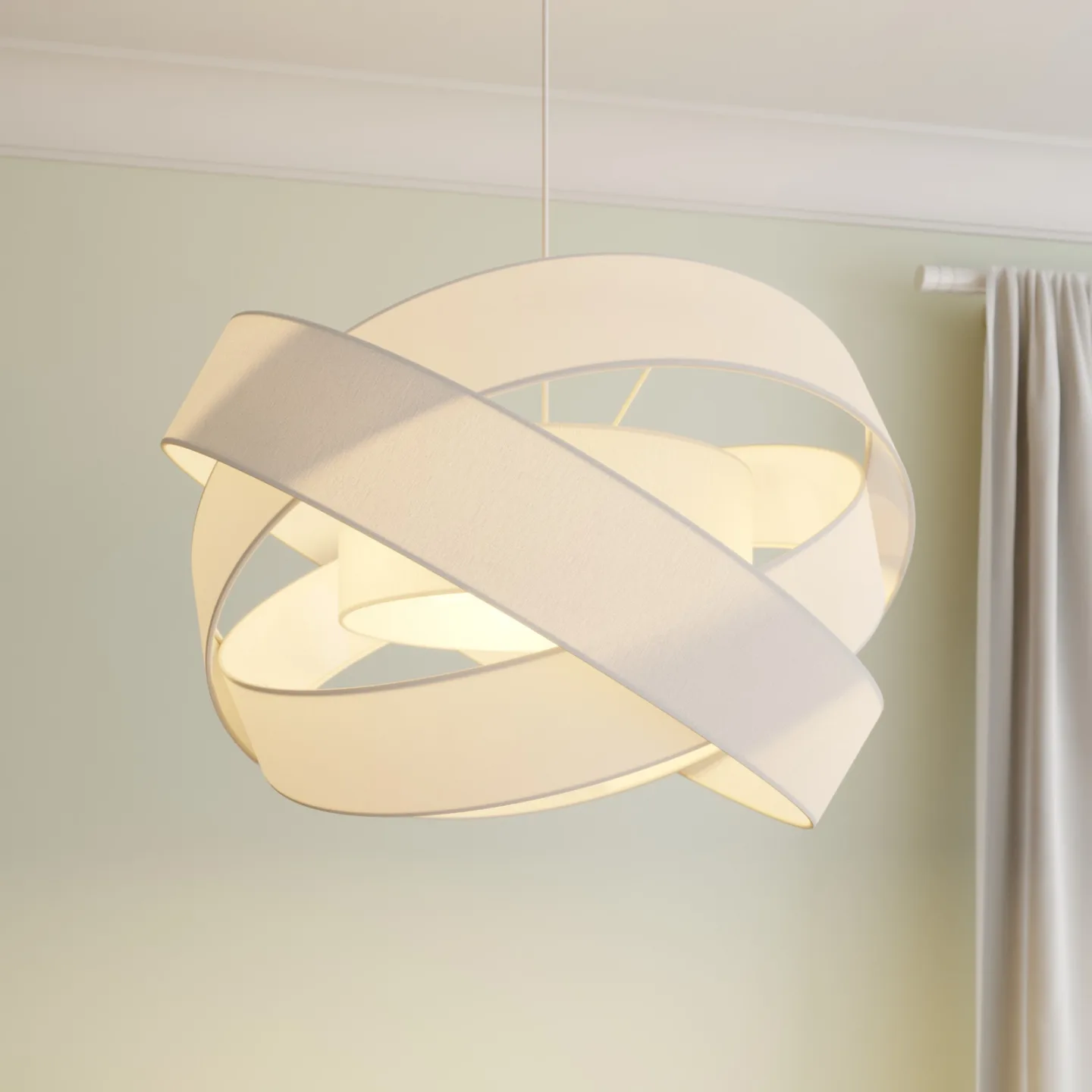 Simaria Pendelleuchte White - Lindby - Wohnzimmer - Modern - Stoff / Textil - Einflammig