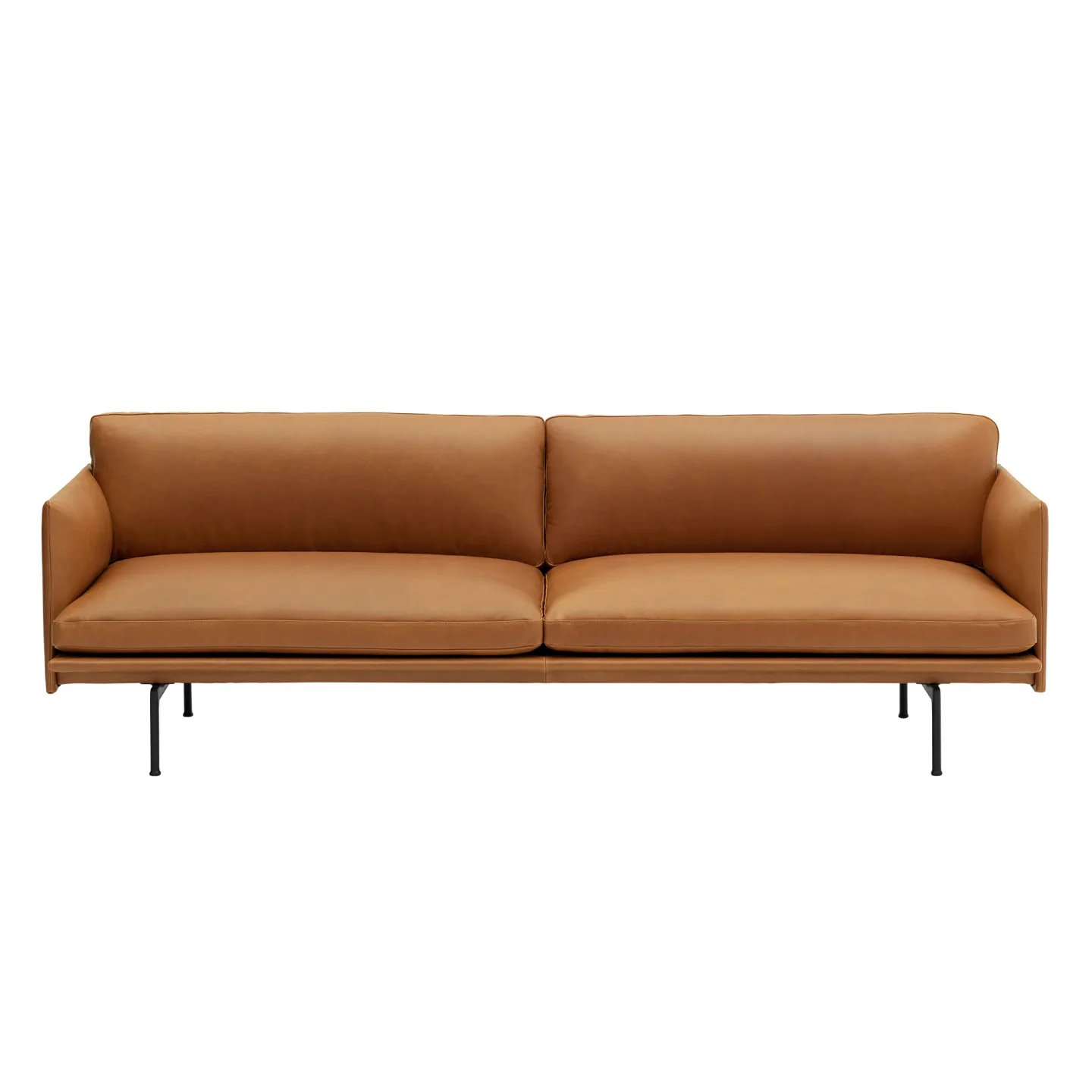 Muuto - Outline 3-Seater / Black Base Refine Leather Black - Soffor - Anderssen & Voll - Svart
