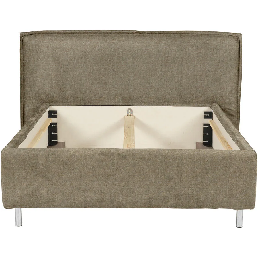 Bett Bow beige 51% Polyester, 42% Acryl, 7% Baumwolle mit attraktiver Spezialnaht am Kopfteil, im skandinavischen Design 140 x 210 cm