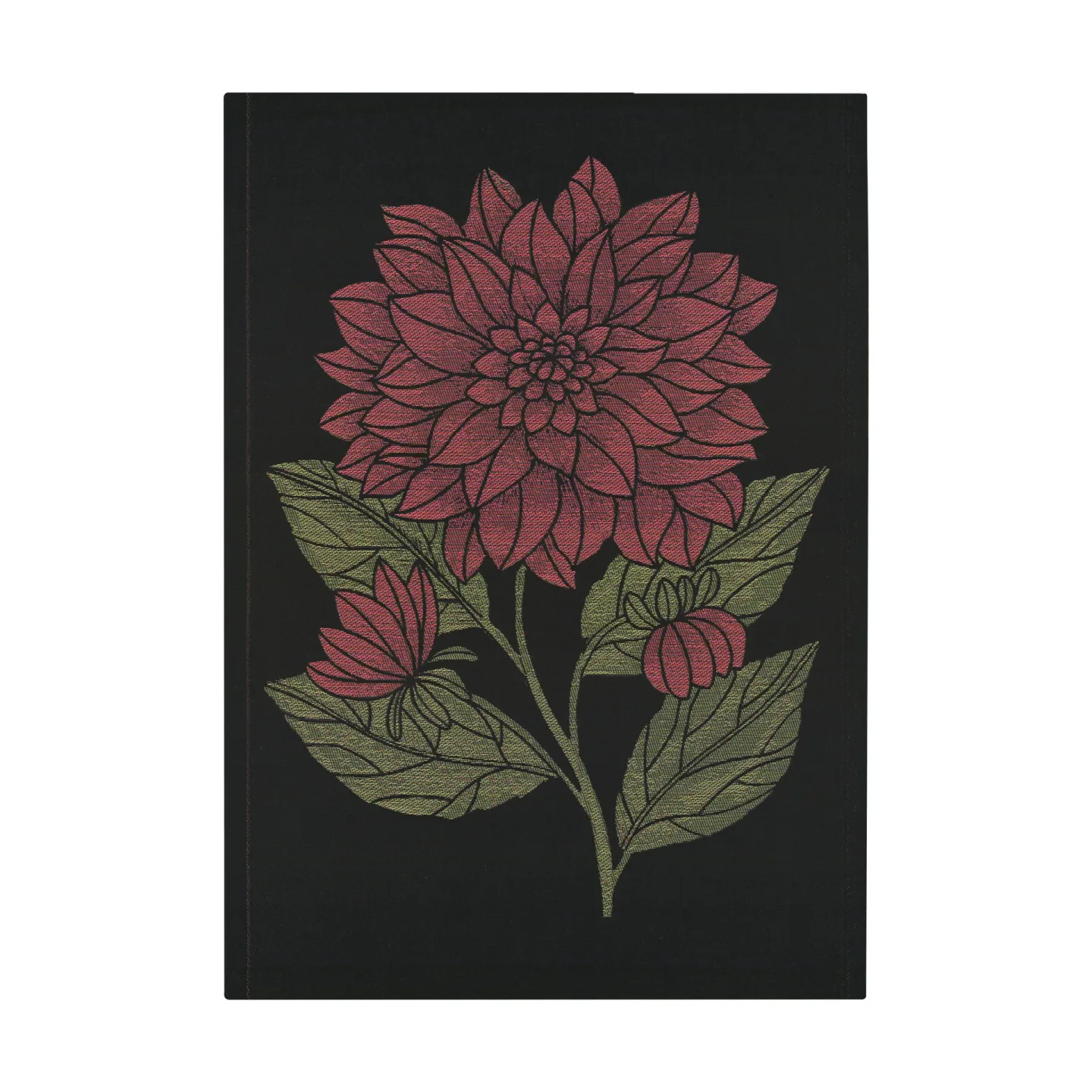 Ekelund Linneväveri Dahlia Geschirrtuch 48x70 cm Rot-Schwarz-Grün