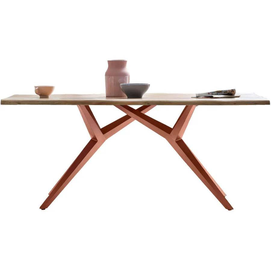 Esstisch Yael Natur, Braun Akazie, Metall Massivholz B 160 T 85 cm