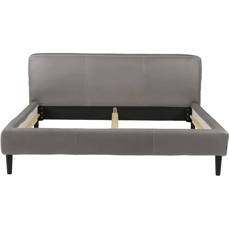 Bett Bly Grau Leder 140 x 210 cm