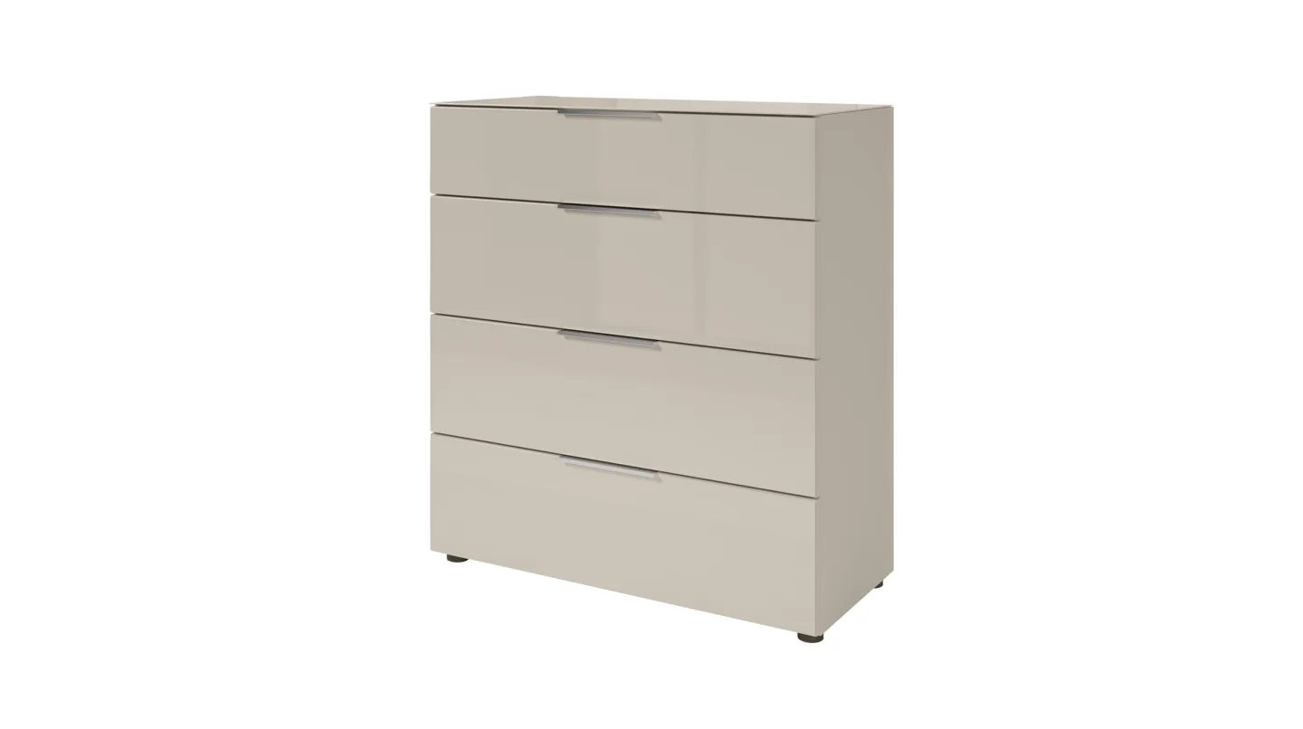 Kommode 4 Schubladen Beige-Kaschmir - Glas - 90 cm - SANTORIN