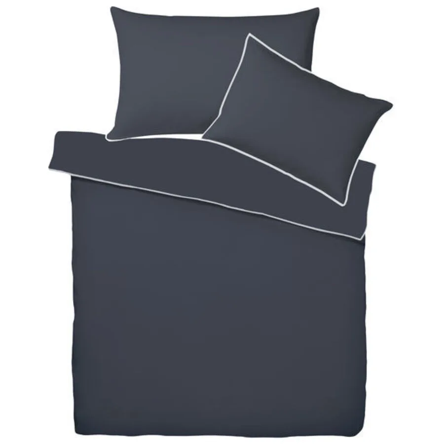 Living Home Bettwäschegarnitur Single Uni Titanium Baumwolle 200 x 210 65 x 65 cm