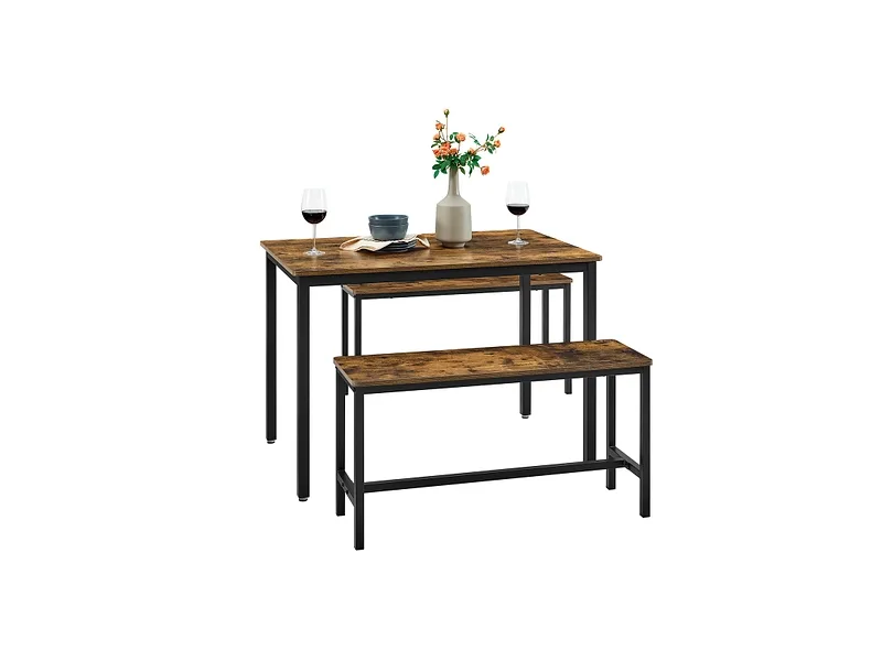 Set Tisch und 2 Bänke SONGMICS RUSTIK