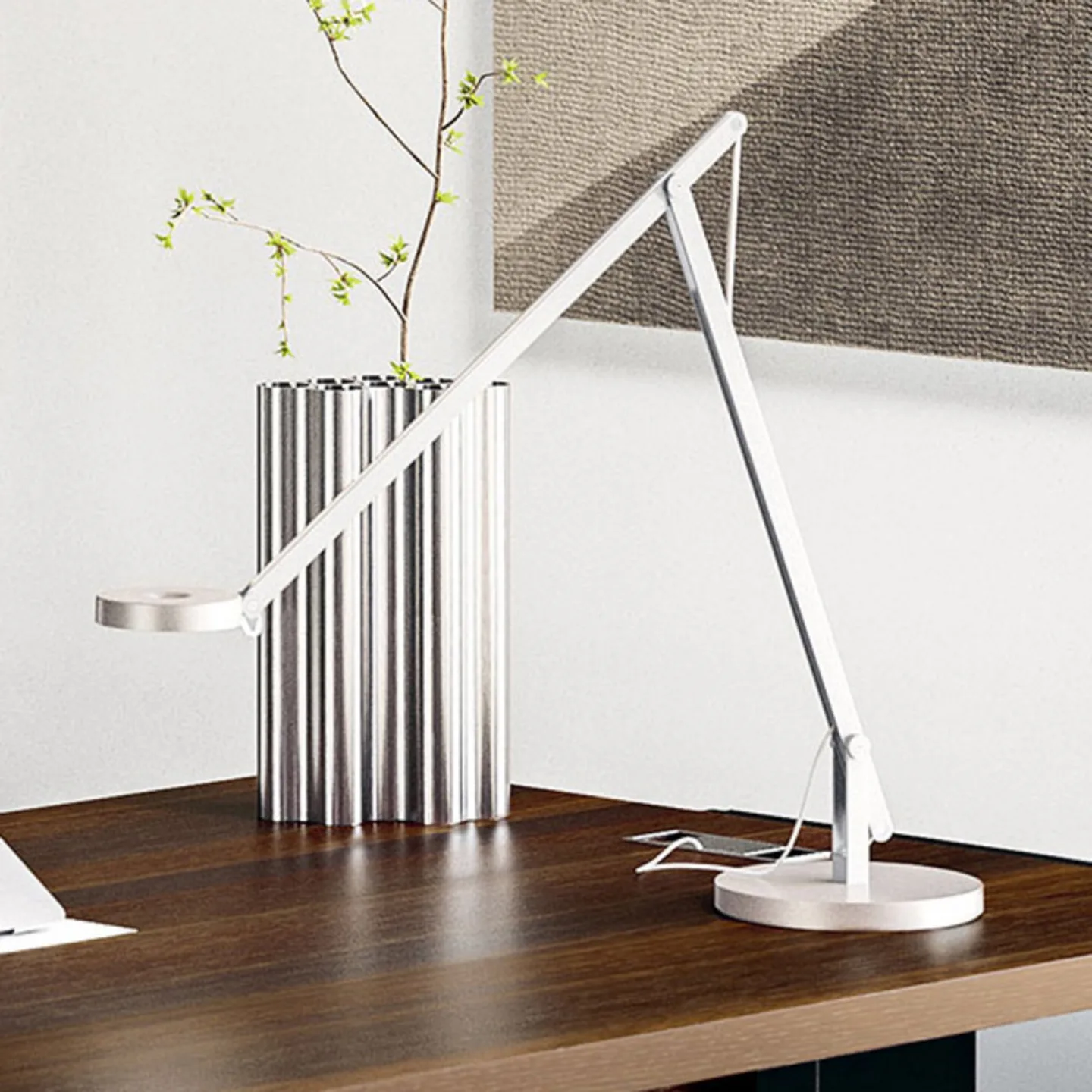 String T1 Tischleuchte DTW Matt White/Silver - Rotaliana String T1 DTW - Arbeitszimmer / Büro - Design - Metall - Einflammig