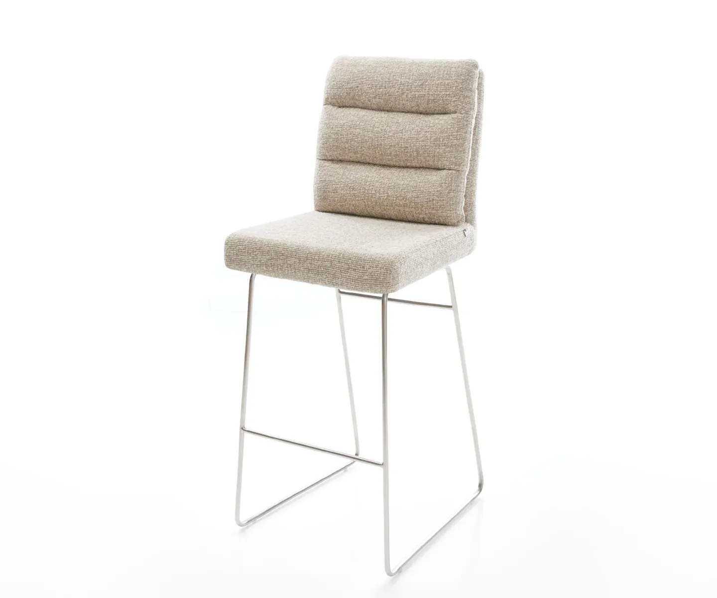 Barstuhl Pela-Flex Webstoff Soft Beige Kufengestell Edelstahl Silberfarben