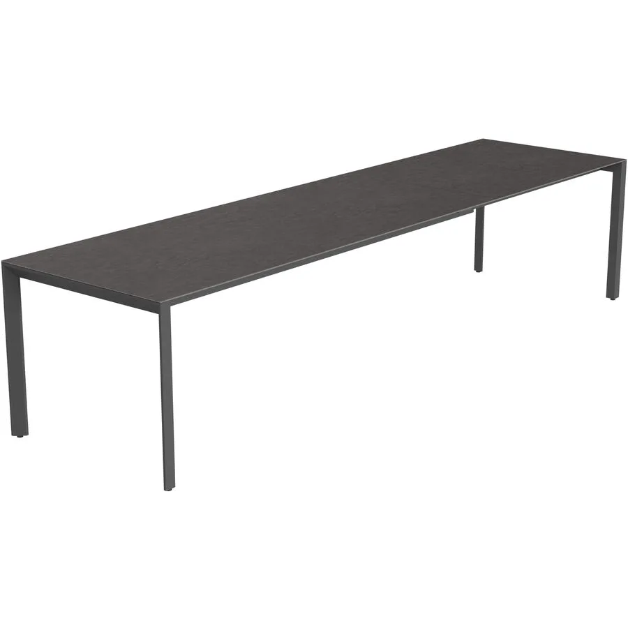 Gartentisch ausziehbar Tropea HPL Moonscape grey 220x90 cm - Farbe: Schwarz matt / Moonscape grey - Material: HPL/Stahl pulverbeschichtet - Möbel