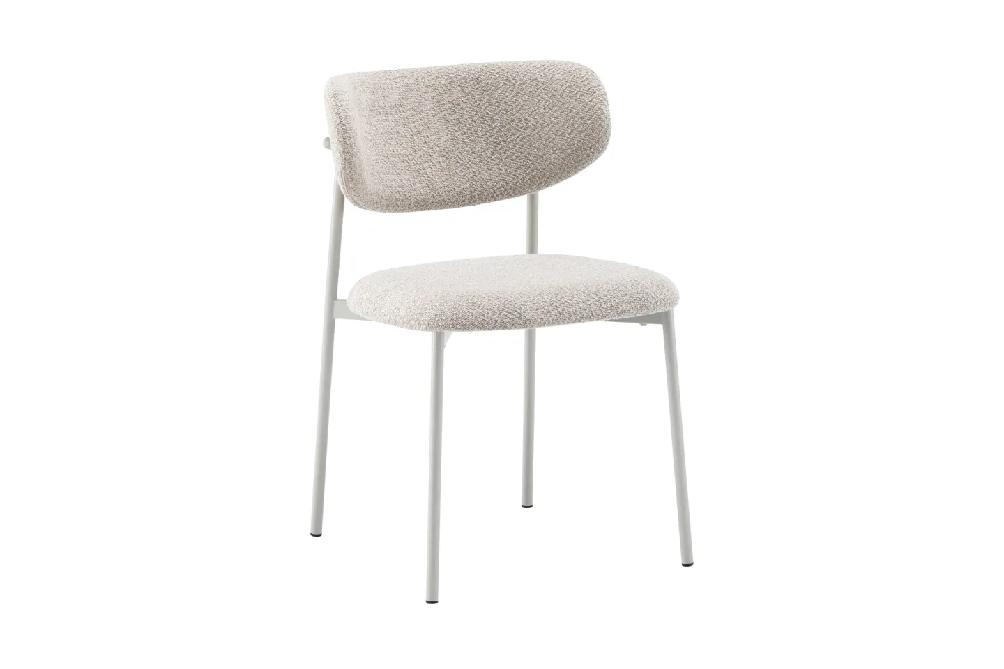 Lucy Matstol & Köksstol i Bouclé med Sandfärgade Metallben - Beige