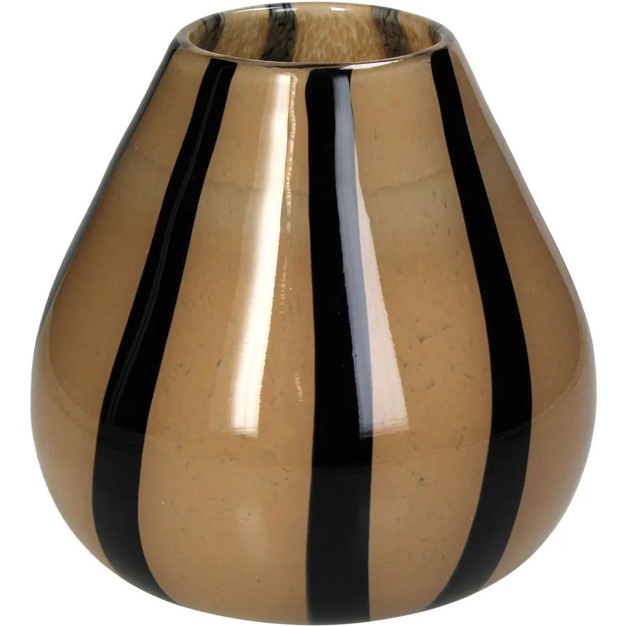 Vase Myko Pfirsich/Schwarz Glas D 19.5 cm H 19.5 cm