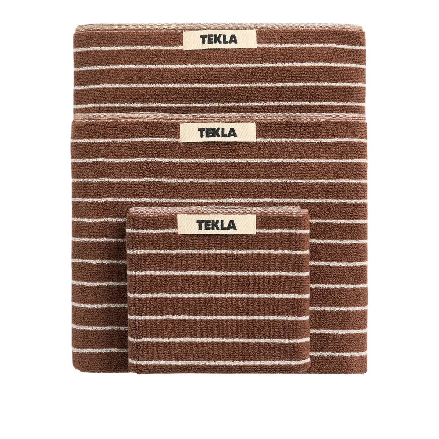Tekla - Terry towel rust stripes 30 x 50 cm - Handdukar och badlakan - Brun - Bomull