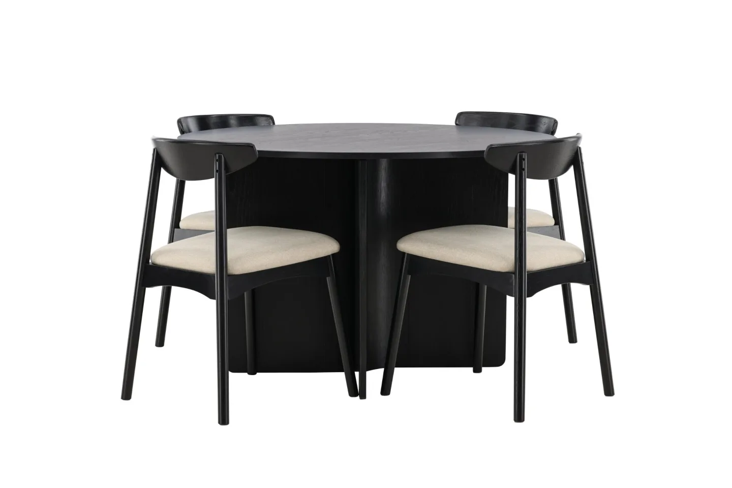 Tyresö Essgruppe Esstisch schwarz 4 Stühle Whitewash.