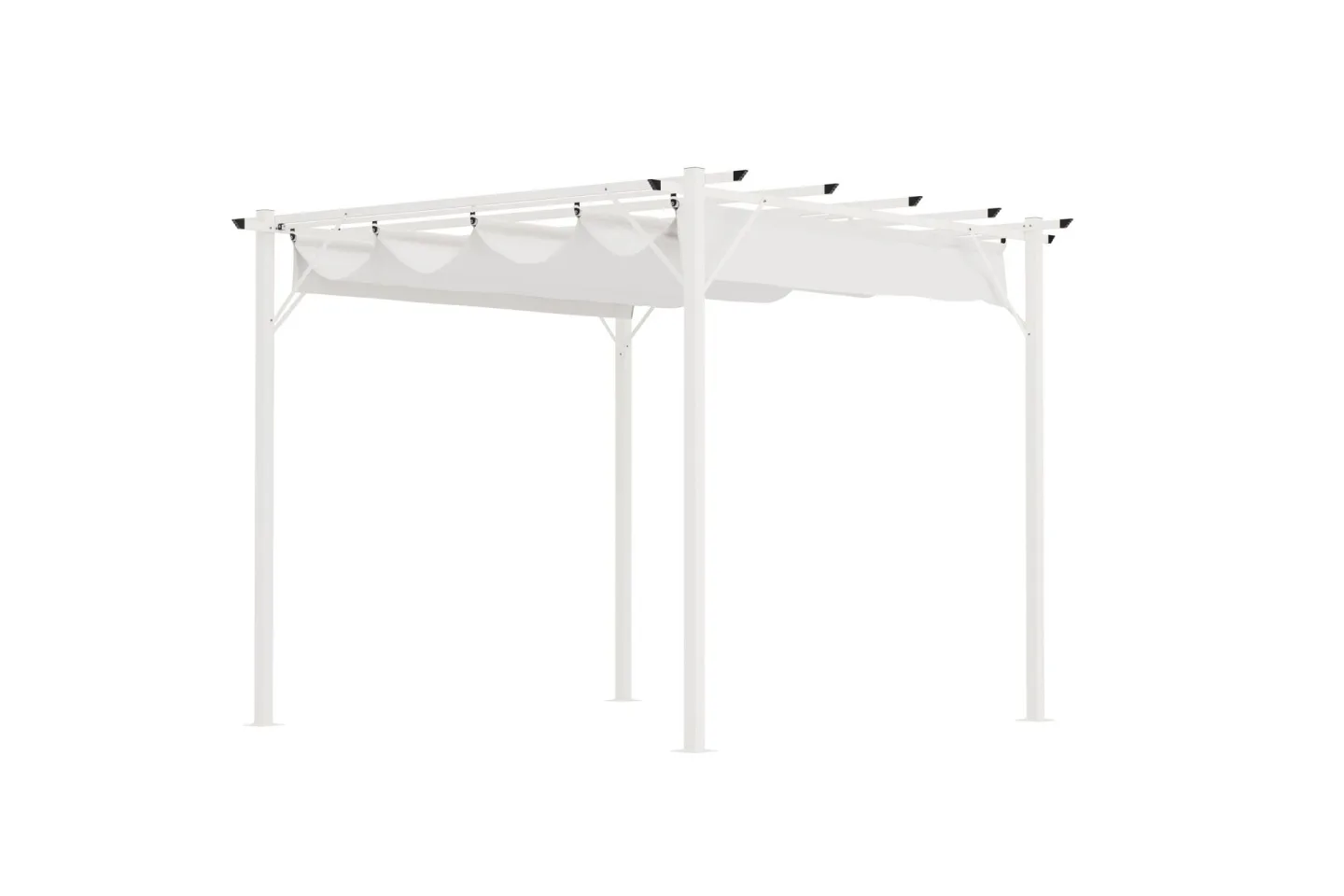 Loppes Pergola med skjutbart tak 3x3 m i stål - Vit