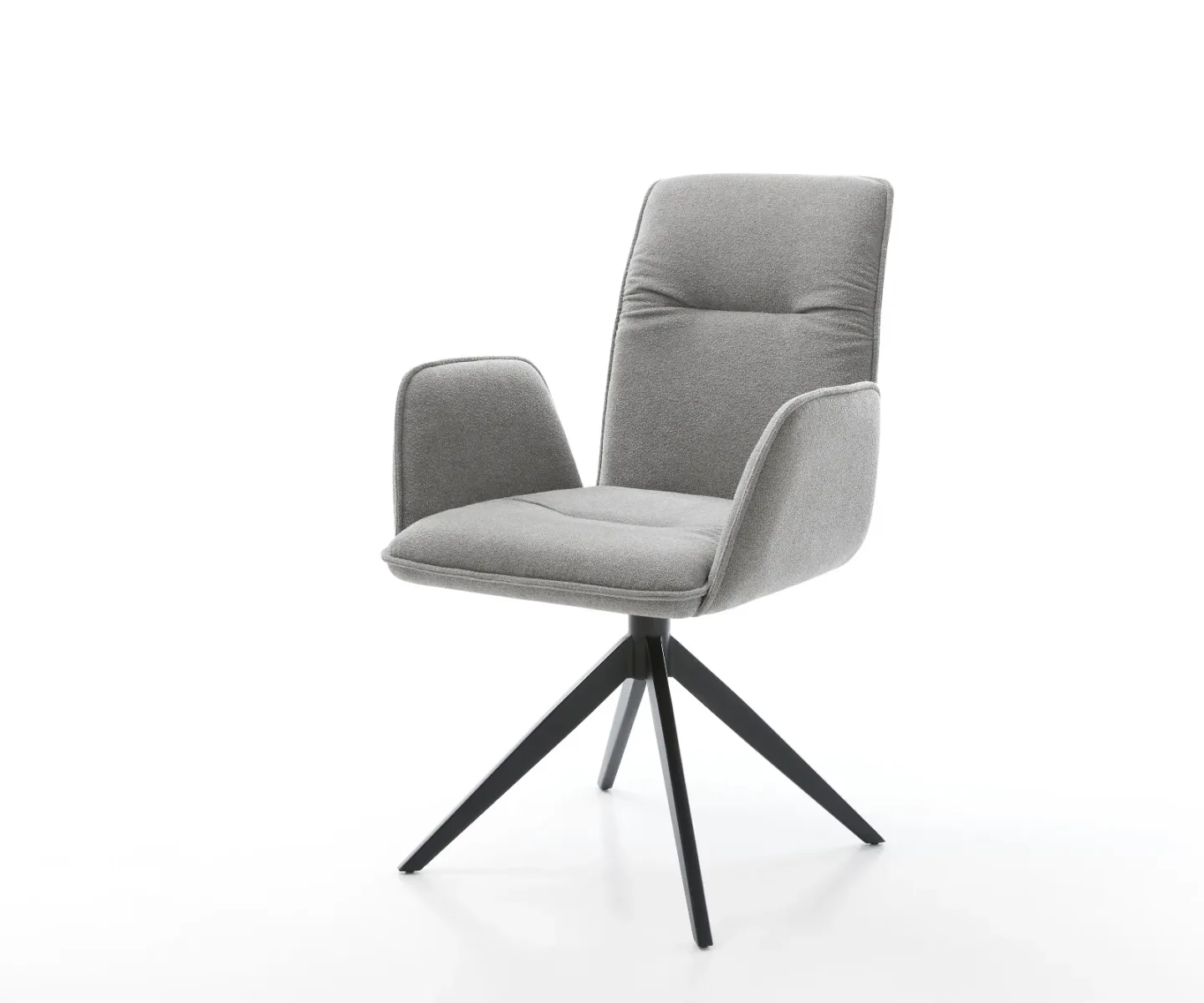 Drehstuhl Vinja-Flex Strukturstoff Soft Grau Kreuzgestell breit Schwarz 360° drehbar Wippfunktion