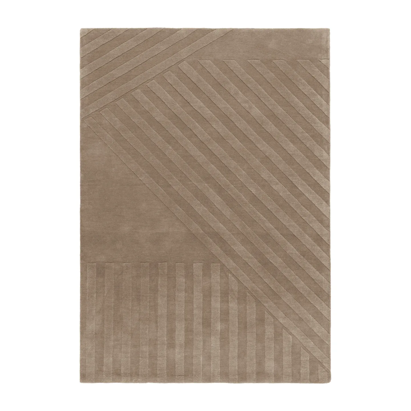 NJRD Levels Stripes Wollteppich Maulwurfbraun, 170x240 cm